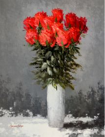 Red Flower Vase Gallery Wrap