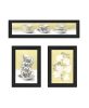 "Tea Cups & Yellow Flowers " 3-Piece Vignette by Artisan House Fenway,, Ready to Hang Framed Print, Black Frame