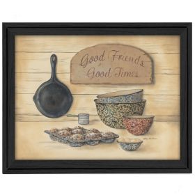 "Good Friends" By Pam Britton, Printed Wall Art, Ready To Hang Framed Poster, Black Frame