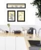 "Tea Cups & Yellow Flowers " 3-Piece Vignette by Artisan House Fenway,, Ready to Hang Framed Print, Black Frame