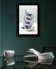 "Tea Tower (Blue)" by House Fenway, Ready to Hang Framed Print, Black Frame
